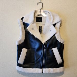 New Look Black and White Faux Leather Vest